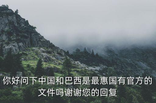 你好問(wèn)下中國(guó)和巴西是最惠國(guó)有官方的文件嗎謝謝您的回復(fù)