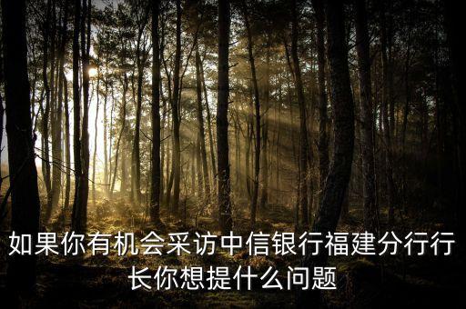 如果你有機會采訪中信銀行福建分行行長你想提什么問題