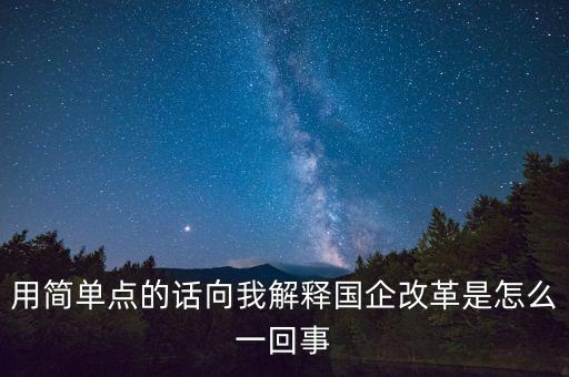 用簡(jiǎn)單點(diǎn)的話向我解釋國(guó)企改革是怎么一回事