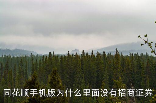 同花順手機版為什么里面沒有招商證券