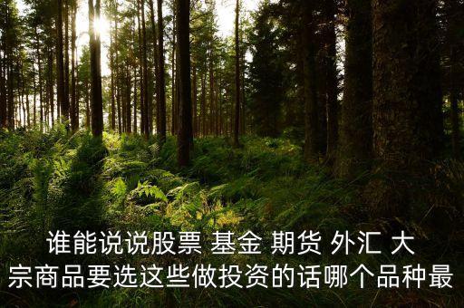 誰(shuí)能說(shuō)說(shuō)股票 基金 期貨 外匯 大宗商品要選這些做投資的話哪個(gè)品種最