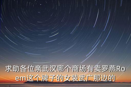 求助各位親武漢哪個商場有賣羅燕Roem這個牌子的女裝武廣那邊的