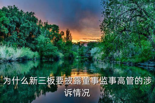 為什么新三板要披露董事監(jiān)事高管的涉訴情況