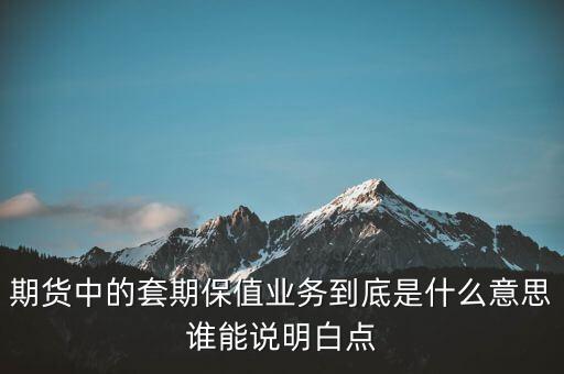 期貨中的套期保值業(yè)務(wù)到底是什么意思誰能說明白點