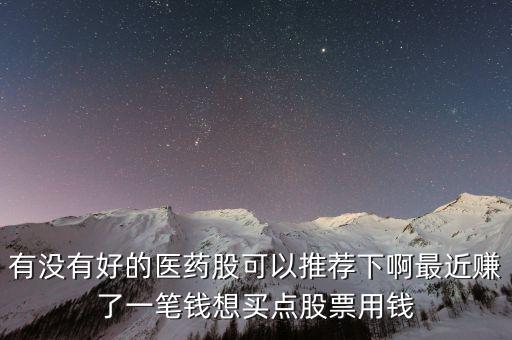有沒有好的醫(yī)藥股可以推薦下啊最近賺了一筆錢想買點股票用錢