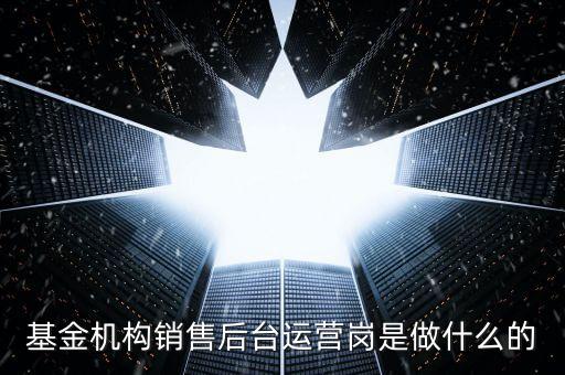 基金機構(gòu)銷售后臺運營崗是做什么的