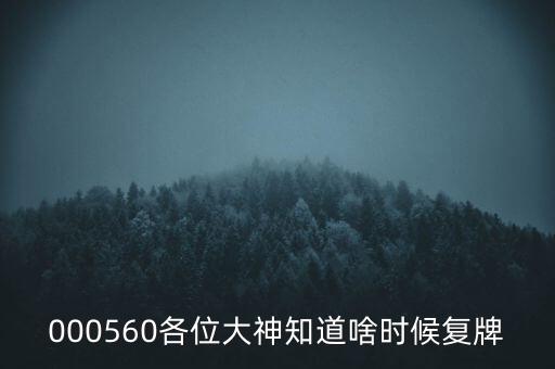000560各位大神知道啥時(shí)候復(fù)牌