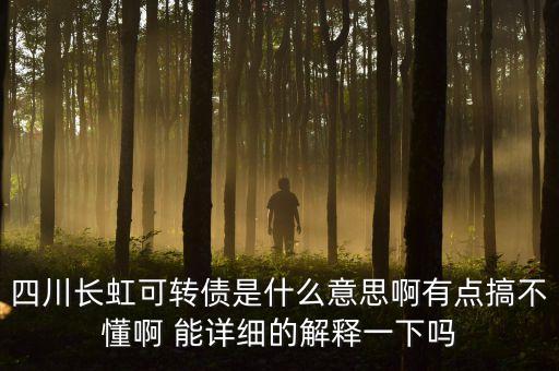 四川長虹可轉(zhuǎn)債是什么意思啊有點搞不懂啊 能詳細(xì)的解釋一下嗎