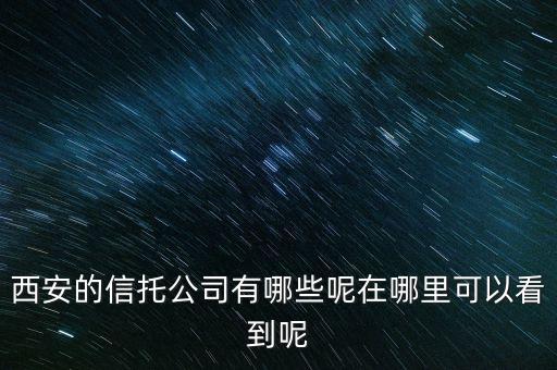 西安有什么信托公司，陜西省信托投資公司有哪些