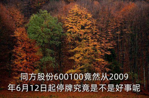 同方股份600100竟然從2009年6月12日起停牌究竟是不是好事呢