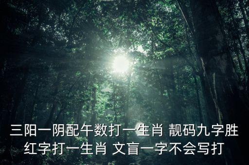 三陽一陰配午數(shù)打一生肖 靚碼九字勝紅字打一生肖 文盲一字不會寫打