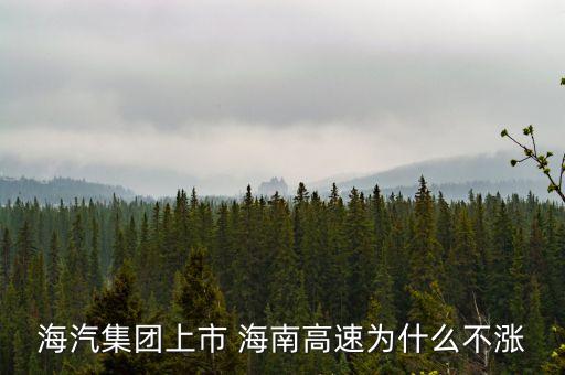 海汽股份什么時候上市，海汽集團上市 海南高速為什么不漲