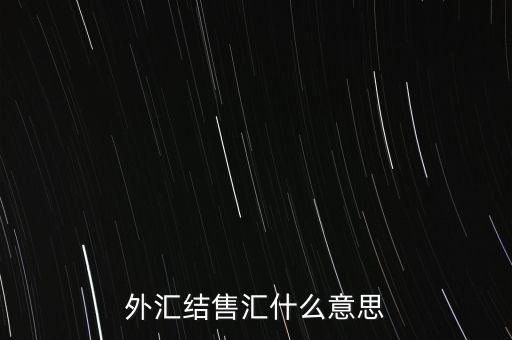 外匯結售匯什么意思