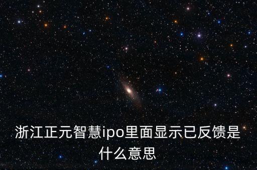 ipo已反饋是什么意思，浙江正元智慧ipo里面顯示已反饋是什么意思