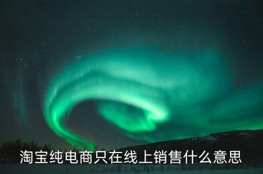 淘寶純電商只在線上銷(xiāo)售什么意思