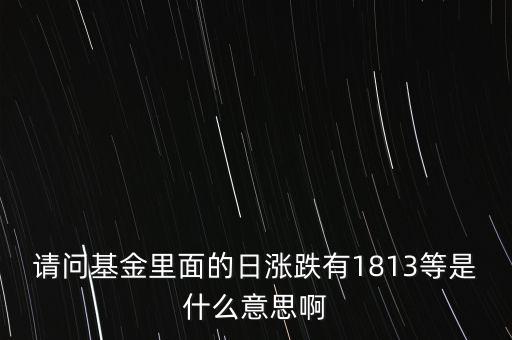 請(qǐng)問(wèn)基金里面的日漲跌有1813等是什么意思啊