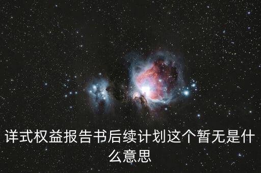 詳式權(quán)益報(bào)告書(shū)后續(xù)計(jì)劃這個(gè)暫無(wú)是什么意思