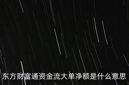 東方財(cái)富通資金流大單凈額是什么意思