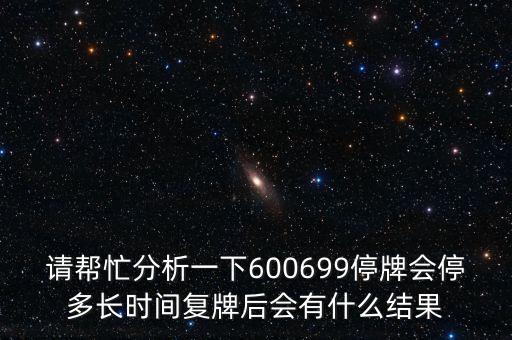 請(qǐng)幫忙分析一下600699停牌會(huì)停多長(zhǎng)時(shí)間復(fù)牌后會(huì)有什么結(jié)果