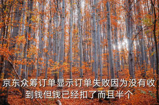 京東眾籌訂單顯示訂單失敗因為沒有收到錢但錢已經(jīng)扣了而且半個