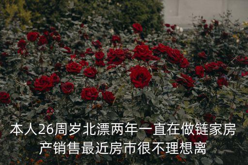 本人26周歲北漂兩年一直在做鏈家房產(chǎn)銷售最近房市很不理想離