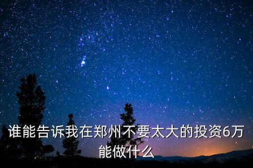 鄭州中研金融干什么的，誰能告訴我在鄭州不要太大的投資6萬能做什么