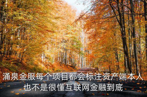 涌泉金服每個(gè)項(xiàng)目都會(huì)標(biāo)注資產(chǎn)端本人也不是很懂互聯(lián)網(wǎng)金融到底