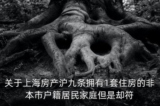 滬九條新政是什么，關(guān)于上海房產(chǎn)滬九條擁有1套住房的非本市戶籍居民家庭但是卻符
