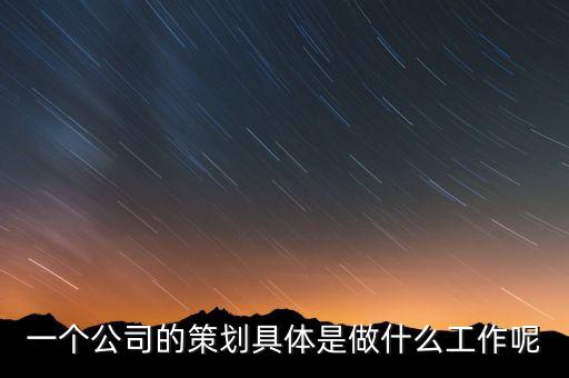 一個公司的策劃具體是做什么工作呢