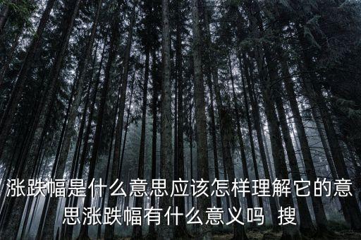 漲跌幅是什么意思應(yīng)該怎樣理解它的意思漲跌幅有什么意義嗎  搜