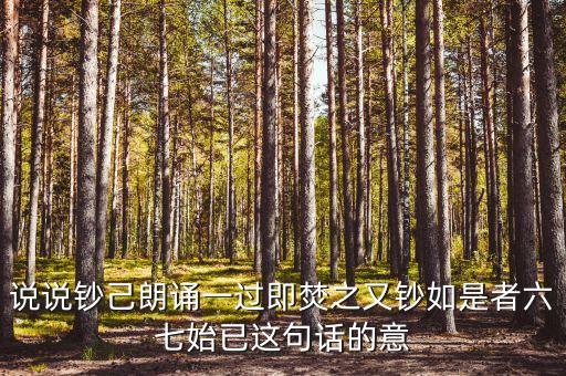 說說鈔己朗誦一過即焚之又鈔如是者六七始已這句話的意