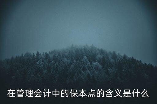 在管理會計中的保本點的含義是什么