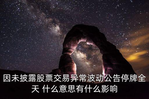 全天停牌什么意思，因未披露股票交易異常波動(dòng)公告停牌全天 什么意思有什么影響