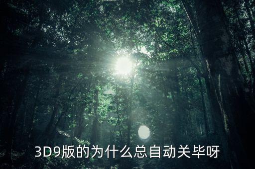 3D9版的為什么總自動關(guān)畢呀