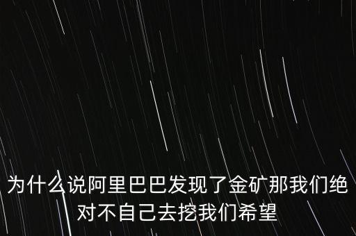 為什么說(shuō)阿里巴巴發(fā)現(xiàn)了金礦那我們絕對(duì)不自己去挖我們希望