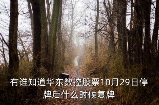 002248什么時(shí)候復(fù)牌，有誰知道華東數(shù)控股票10月29日停牌后什么時(shí)候復(fù)牌