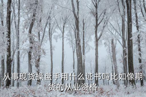 從事現(xiàn)貨操盤(pán)手用什么證書(shū)嗎比如像期貨的從業(yè)資格