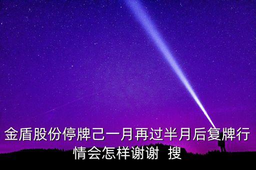 金盾股份停牌己一月再過(guò)半月后復(fù)牌行情會(huì)怎樣謝謝  搜