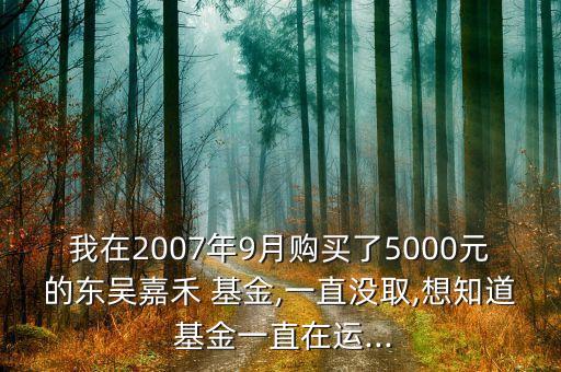 我在2007年9月購(gòu)買了5000元的東吳嘉禾 基金,一直沒(méi)取,想知道 基金一直在運(yùn)...