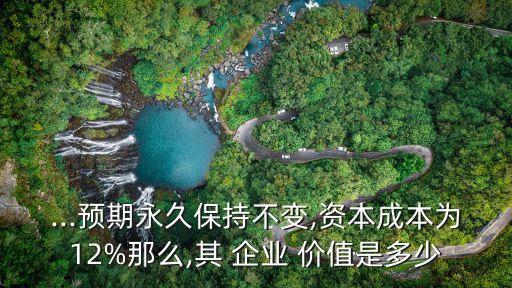 ...預期永久保持不變,資本成本為12%那么,其 企業(yè) 價值是多少
