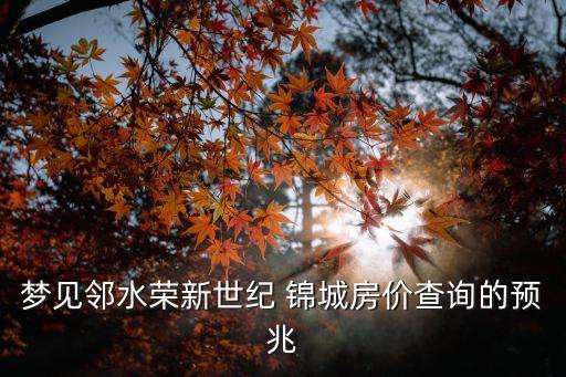 夢見鄰水榮新世紀 錦城房價查詢的預兆