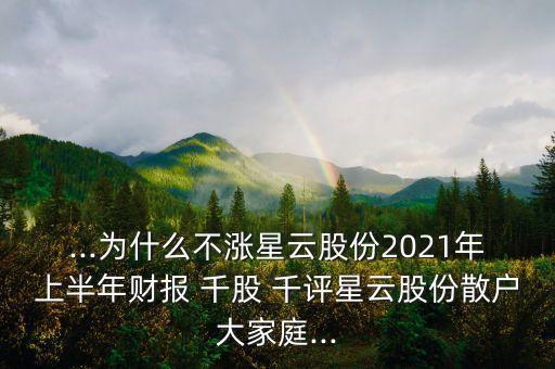 ...為什么不漲星云股份2021年上半年財(cái)報(bào) 千股 千評(píng)星云股份散戶大家庭...