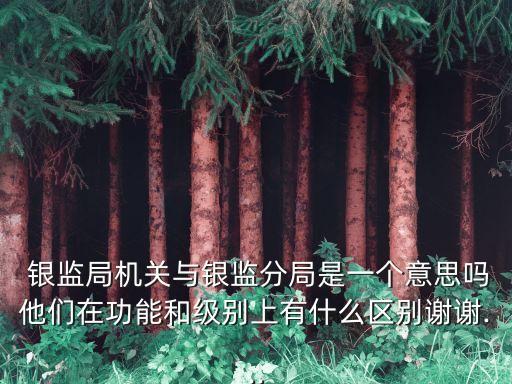  銀監(jiān)局機(jī)關(guān)與銀監(jiān)分局是一個(gè)意思嗎他們在功能和級(jí)別上有什么區(qū)別謝謝...