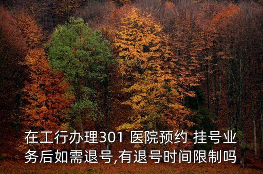 在工行辦理301 醫(yī)院預(yù)約 掛號(hào)業(yè)務(wù)后如需退號(hào),有退號(hào)時(shí)間限制嗎