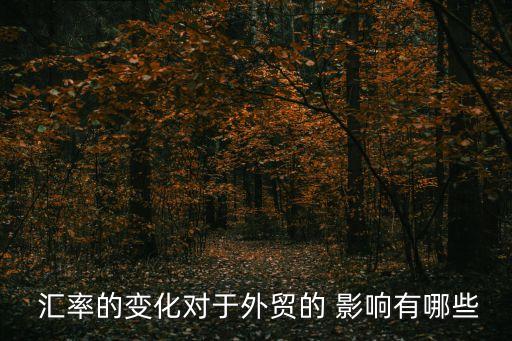  匯率的變化對于外貿(mào)的 影響有哪些