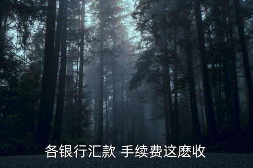 各銀行匯款 手續(xù)費這麼收