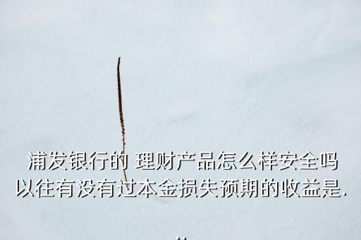  浦發(fā)銀行的 理財產(chǎn)品怎么樣安全嗎以往有沒有過本金損失預期的收益是...
