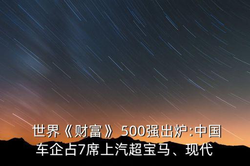  世界《財(cái)富》 500強(qiáng)出爐:中國車企占7席上汽超寶馬、現(xiàn)代