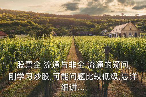  股票全 流通與非全 流通的疑問,剛學(xué)習(xí)炒股,可能問題比較低級,忘詳細(xì)講...