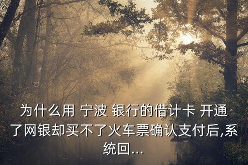 為什么用 寧波 銀行的借計卡 開通了網(wǎng)銀卻買不了火車票確認支付后,系統(tǒng)回...